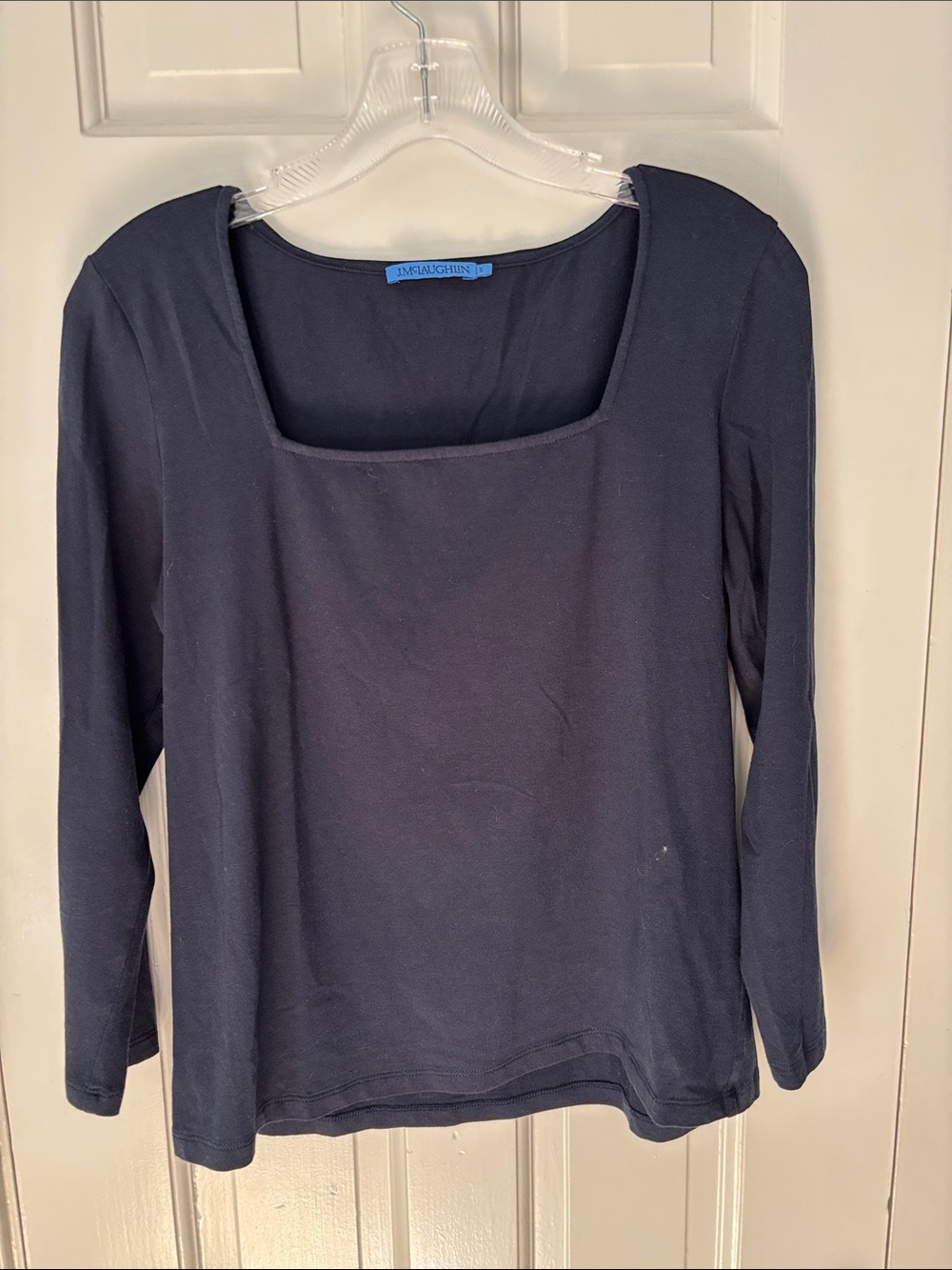 J McLaughlin Navy Square-Neck Long Sleeve Top